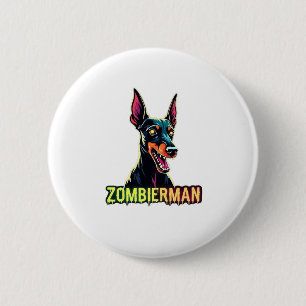 Doberman Dobie Doby Dobermann Zombie Dog Halloween 6 Cm Round Badge