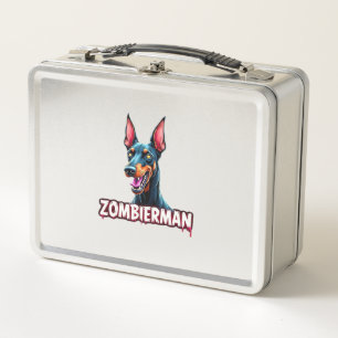 Doberman Dobie Doby Dobermann Zombie Dog Halloween Metal Lunch Box