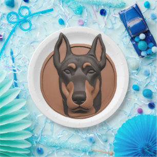 Doberman Dog 3D Inspired Paper Plate