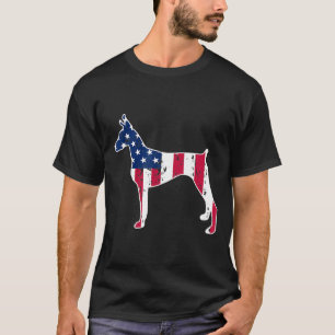 Doberman Dog American Flag 4th Of July T-Shirt