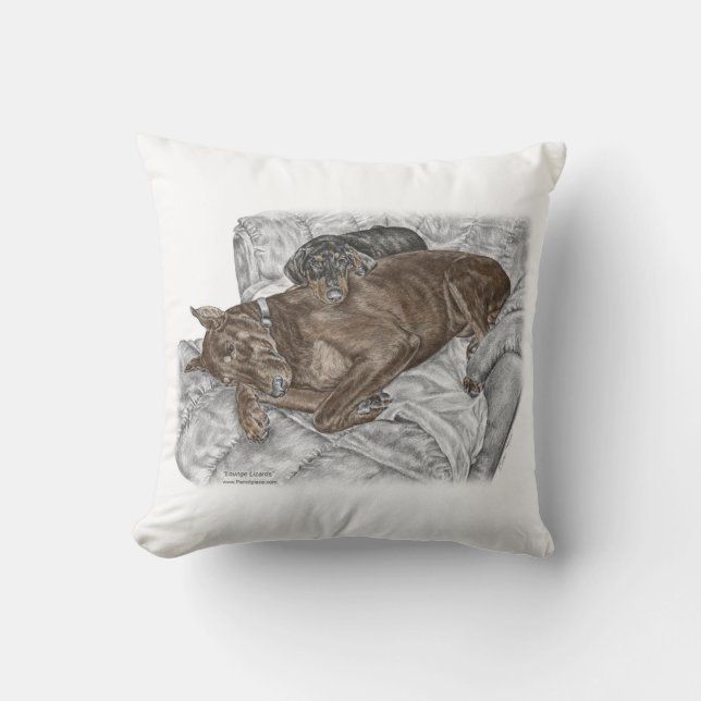 Doberman Dog and Puppy Cushion (Front)