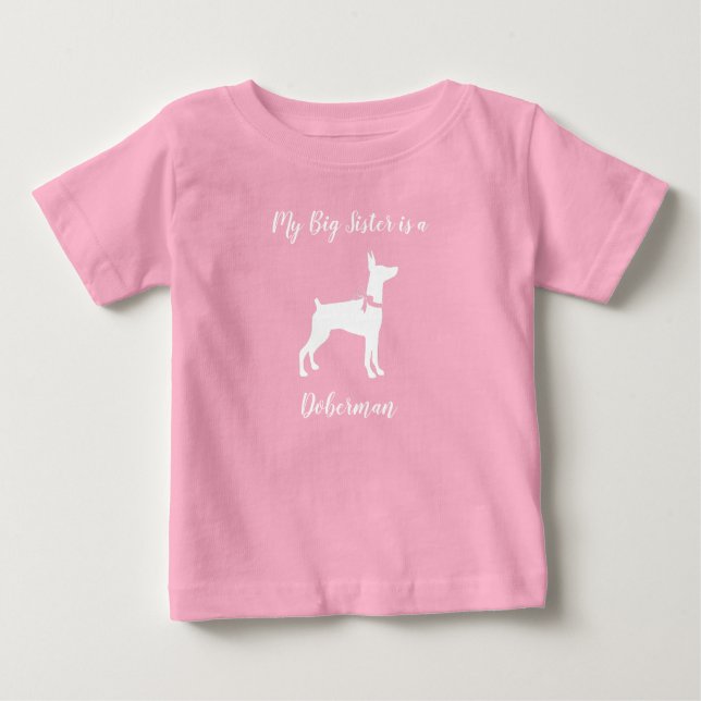 Doberman Dog Baby Shower Puppy Dobie Pinscher Baby T-Shirt (Front)