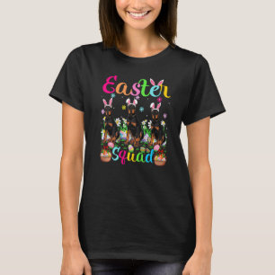 Doberman Dog Bunny Ear Easter Squad Doberman Happy T-Shirt