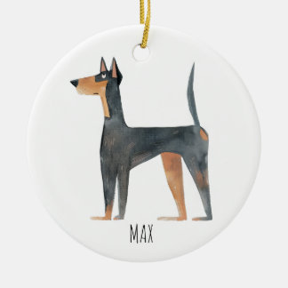 Doberman Dog Ceramic Tree Decoration
