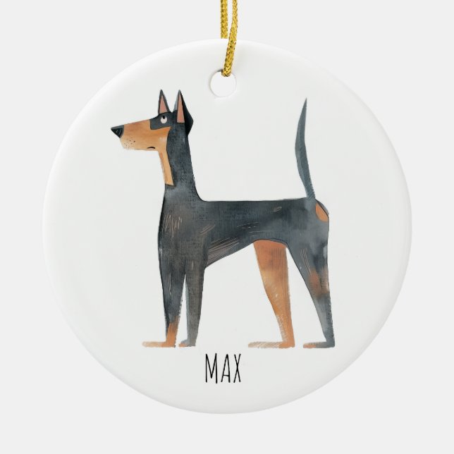 Doberman Dog  Ceramic Tree Decoration (Front)