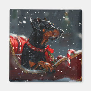 Doberman Dog Christmas Festive Magnet