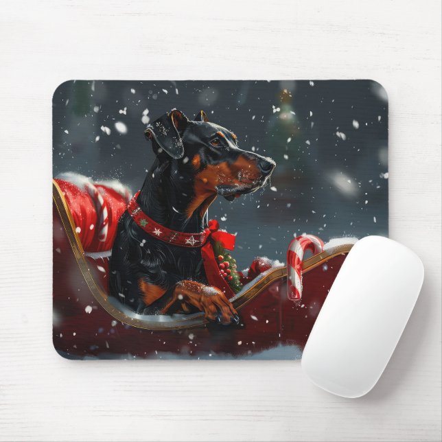 Doberman Dog Christmas Festive Mouse Pad (With Mouse)