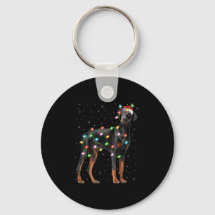 Doberman Dog Christmas Lights Santa Pet Dog Lover  Key Ring