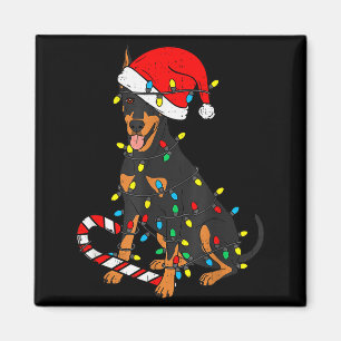 Doberman Dog Christmas Lights Santa Xmas Pet Dog L Magnet