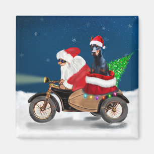 Doberman Dog Christmas Santa Claus Magnet