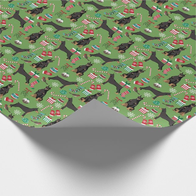 Doberman Dog Christmas Wrapping Paper (Corner)
