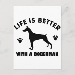 Doberman dog design postcard