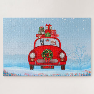 Doberman Dog In Car With Santa Claus  Jigsaw Puzzle