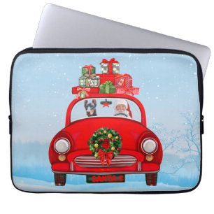 Doberman Dog In Car With Santa Claus Laptop Sleeve