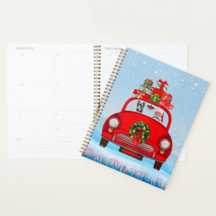 Doberman Dog In Car With Santa Claus Planner