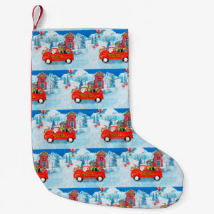 Doberman Dog in Christmas Delivery Truck Snow Small Christmas Stocking