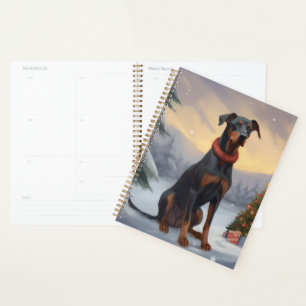 Doberman Dog in Snow Christmas Planner