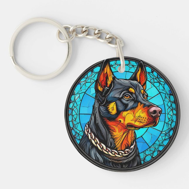 Doberman dog key ring (Front)