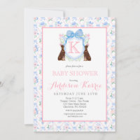 Doberman dog Monogram Crest Baby Shower Invitation