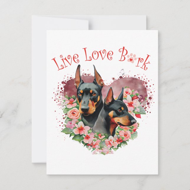 Doberman Dog Mum Floral Card (Front)