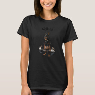 Doberman Dog Muscle Training With Barbell Shrug Ba T-Shirt