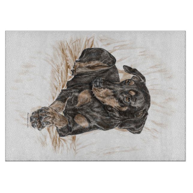 Doberman Dog Natural Ears Cutting Board (Front)