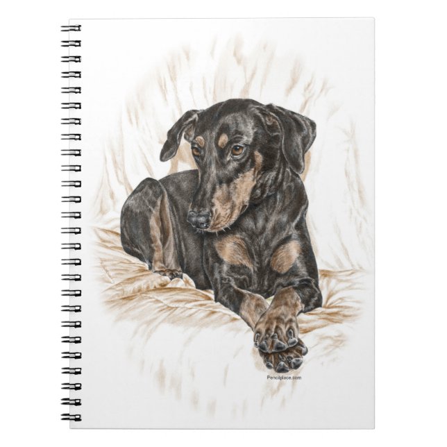 Doberman Dog Natural Ears Spiral Notebook (Front)