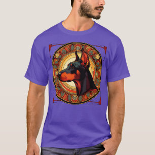 Doberman Dog Owners Gift Art Nouveau Style T-Shirt