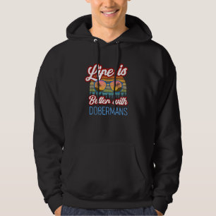 Doberman Dog Retro Sunset  With Dobermans Hoodie
