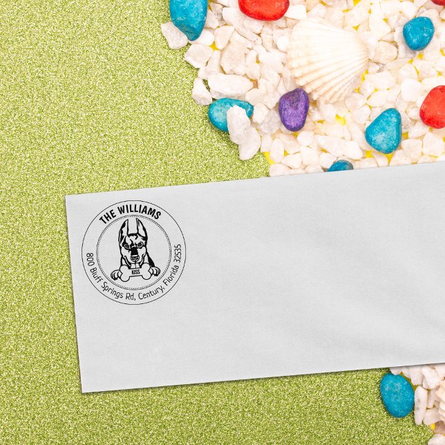 Doberman Dog Return Address Family Rubber Stamp (Creator Uploaded)