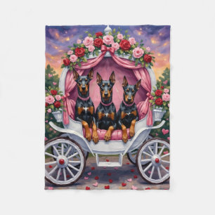 Doberman Dog Valentine's Day Fleece Blanket