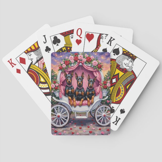 Doberman Dog Valentine's Day  Playing Cards (Back)