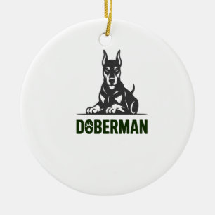Doberman Dog Vector 2 Colours Ceramic Tree Decoration