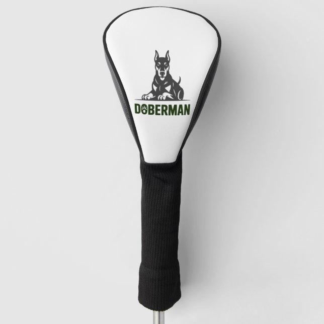 Doberman Dog Vector 2 Colours Golf Head Cover (Front)