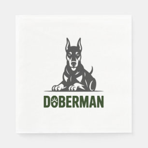 Doberman Dog Vector 2 Colours Napkin