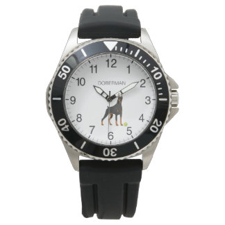 Doberman Dog with a Green Ball Watch