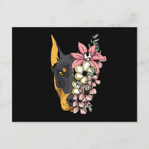 Doberman Dog with Flowers Postcard