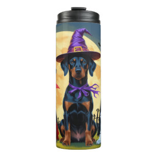 Doberman Dogs Pumpkin Halloween Funny Thermal Tumbler