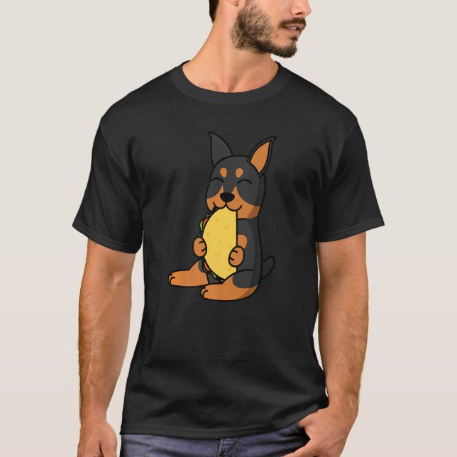 Doberman Eating A Taco Dog T-Shirt (Front)