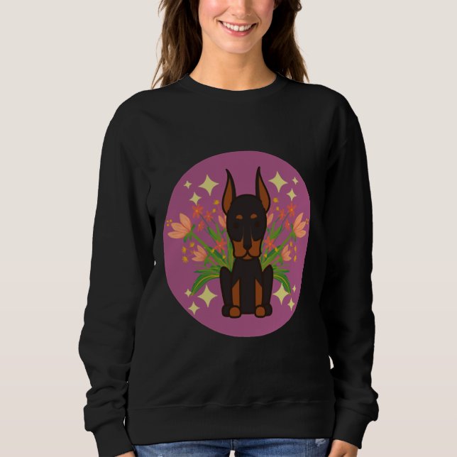 Doberman Flowers  1150 Sweatshirt (Front)