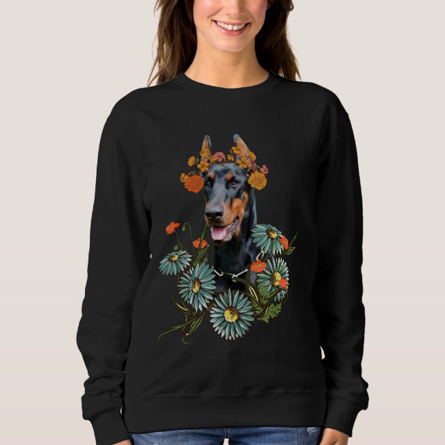 Doberman Flowers  1151 Sweatshirt (Front)