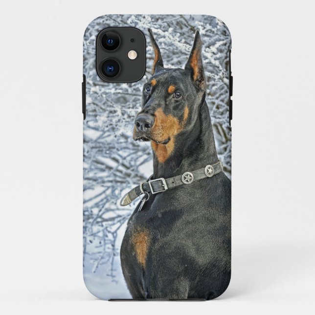 Doberman Frosty Day Case-Mate iPhone Case (Back)