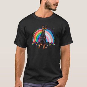 Doberman Gay Pride Lgbt Rainbow Flag Sunglasses Lg T-Shirt