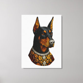 Doberman Gemstone Mosaic Luxury Canvas Print