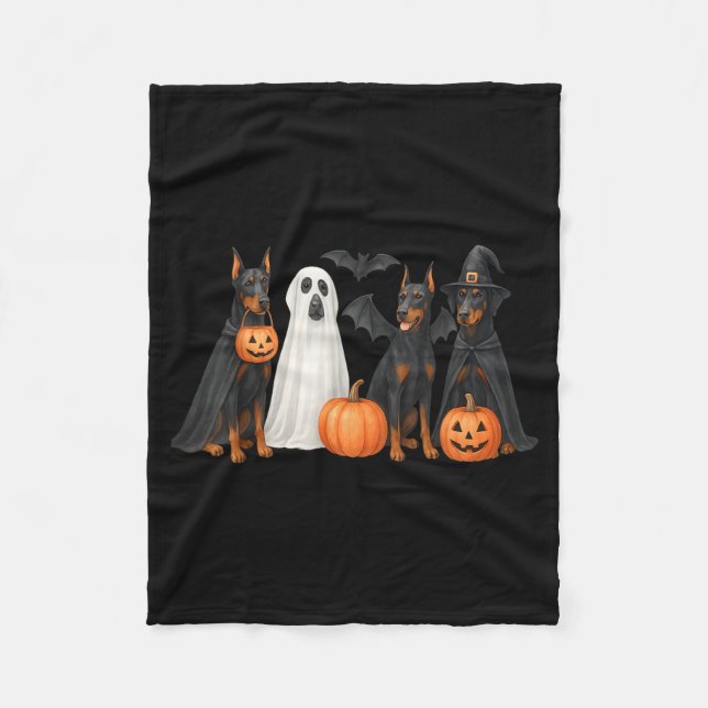 Doberman Halloween Costume Fun Doberman Halloween Fleece Blanket (Front)