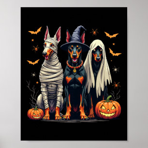 Doberman Halloween Costume Mummy Witch Ghost  Poster
