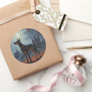 Doberman Halloween Scary Classic Round Sticker