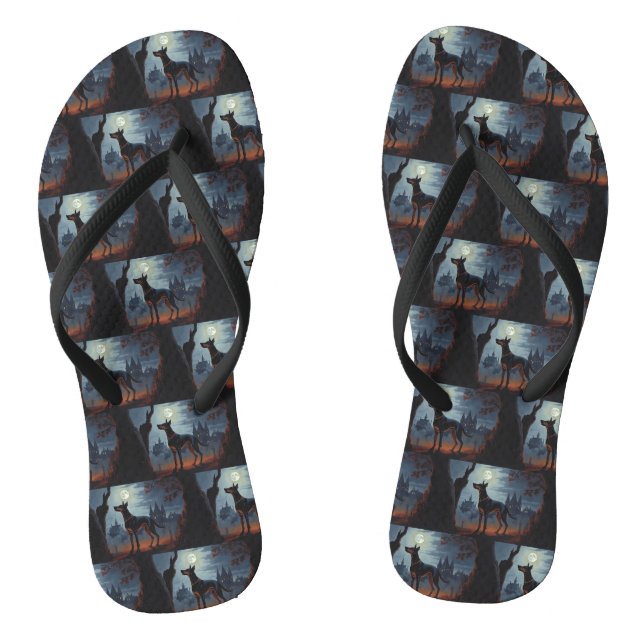 Doberman Halloween Scary Jandals (Footbed)