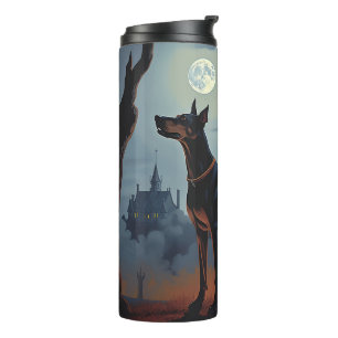 Doberman Halloween Scary Thermal Tumbler