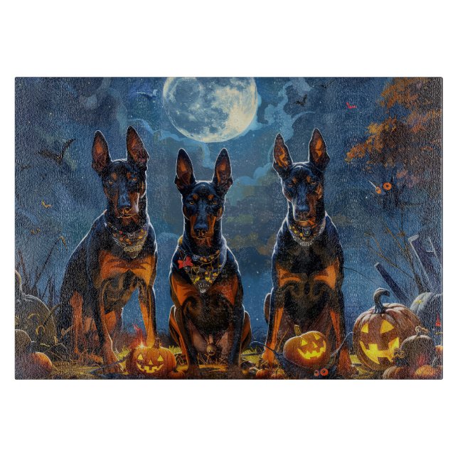 Doberman Halloween Spooky Cutting Board (Front)